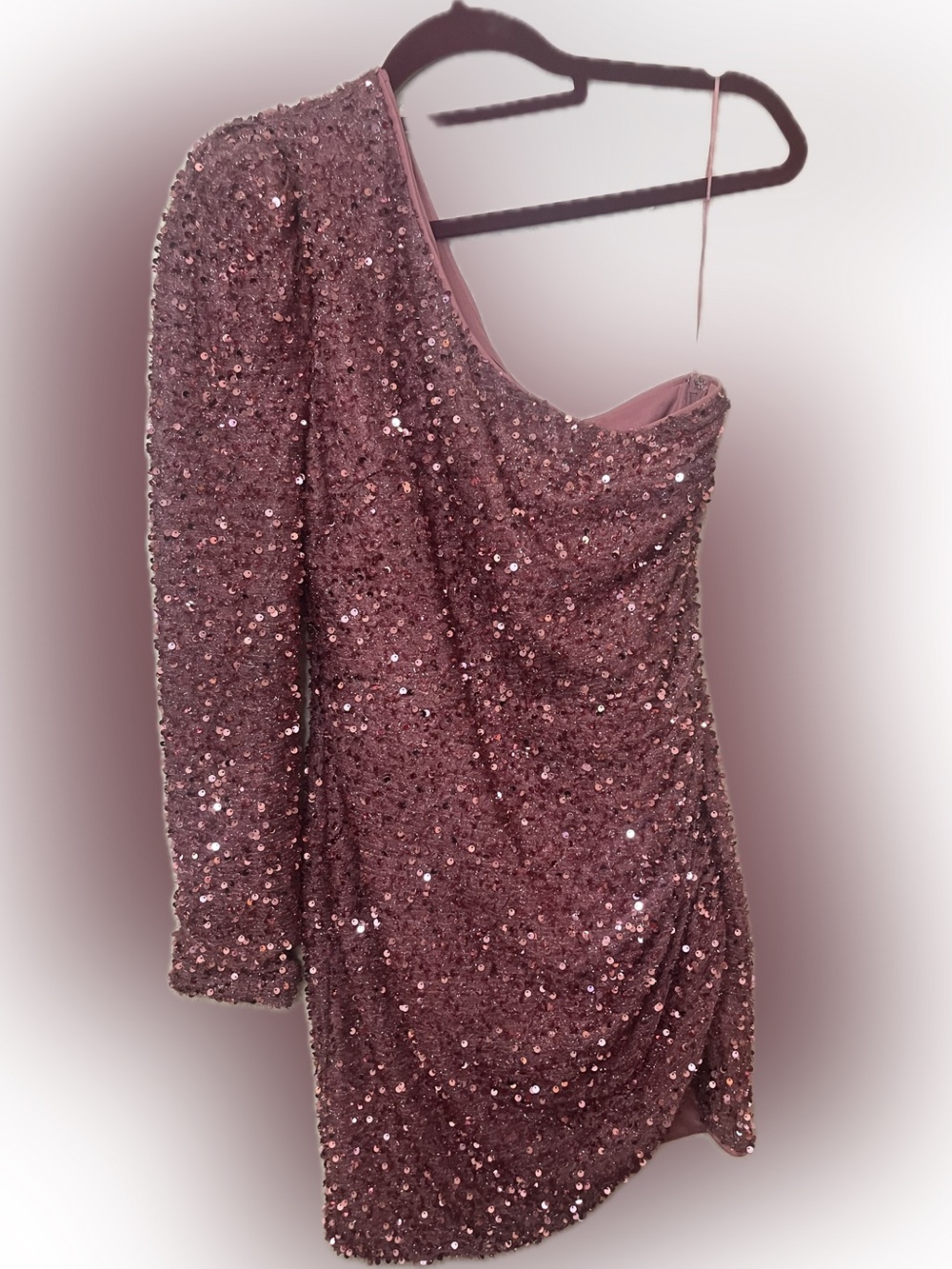 Fashion Nova Rose Sequin One-Shoulder Mini Dress